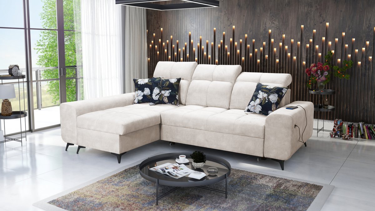 Grace I Corner Sofa Bed side view, Lava Corners Ireland, shown in Wave 1