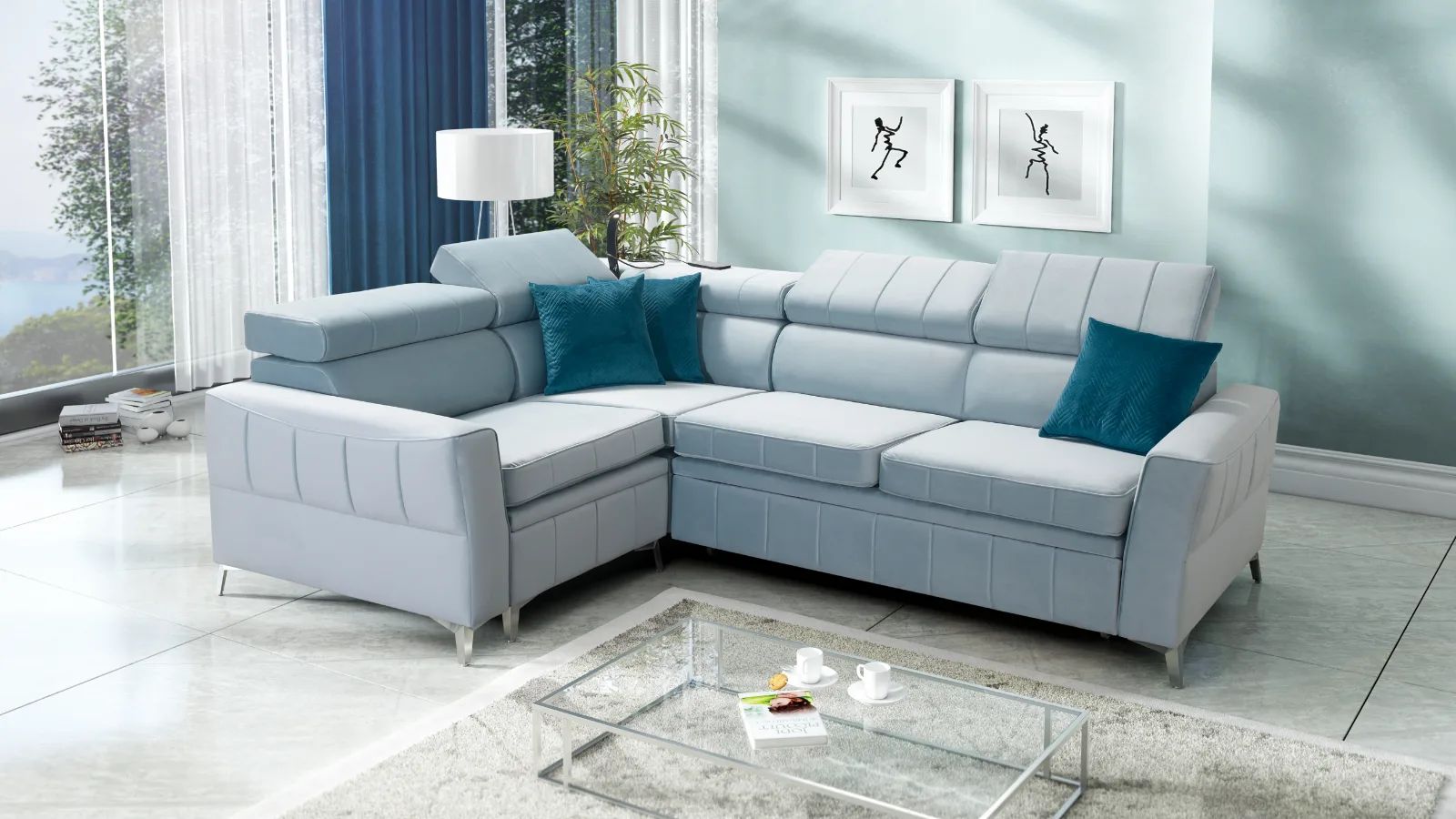 Bart II Corner Sofa Bed, in Primo 05, Lava Corners Ireland