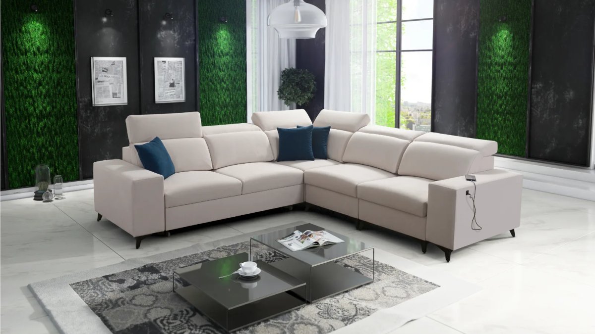bella iii corner sofa bed cream, shown in Primo 05