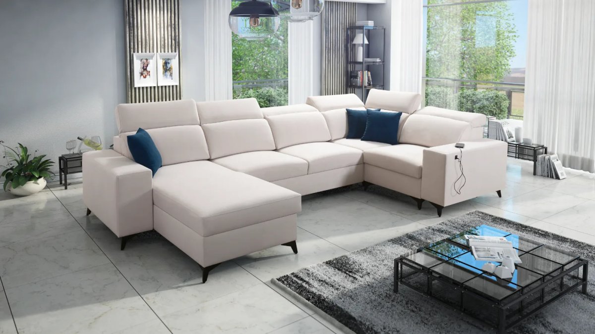 bella iv u shape sofa bed cream, shown in Primo 05