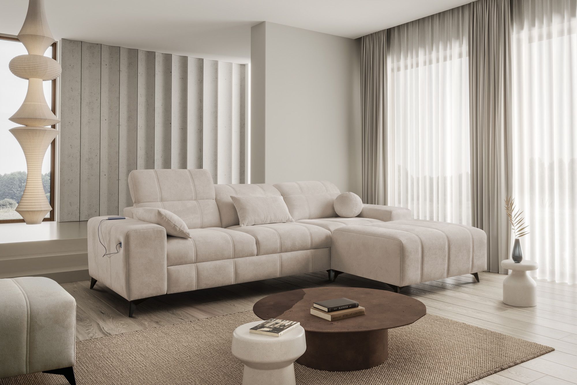 Dalia I Corner Sofa Bed Ireland — Free Delivery — Lava Corners, shown in Spring 1104