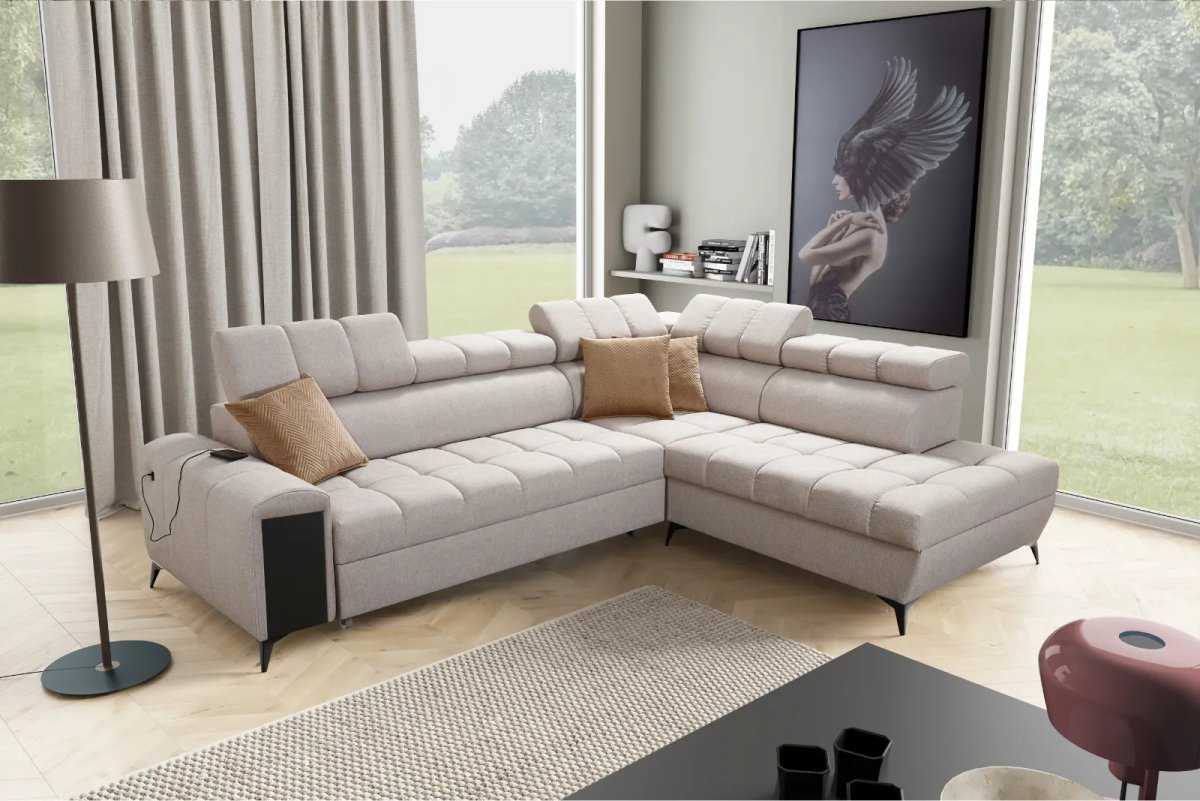 Geneva VII Corner Sofa Bed, in Primo 05, Lava Corners Ireland