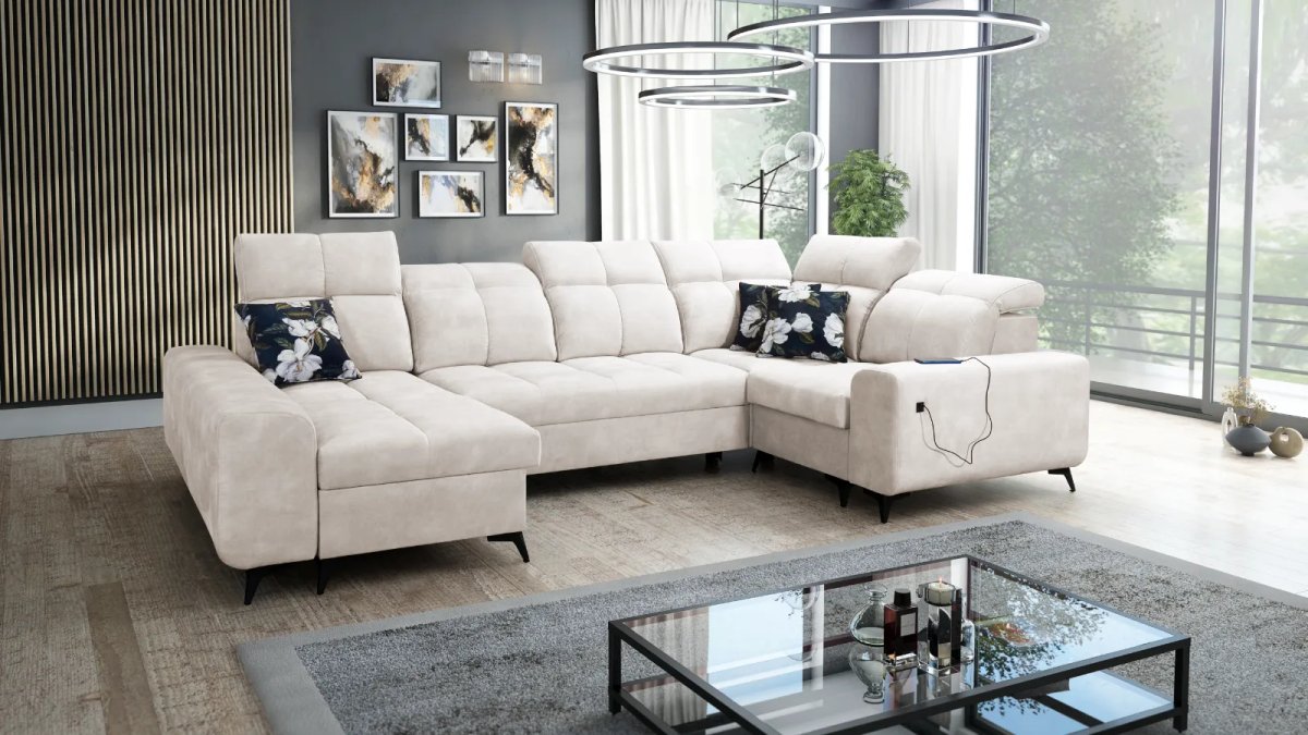 Grace IV U Shape Sofa Bed, in Wave 1, Lava Corners Ireland
