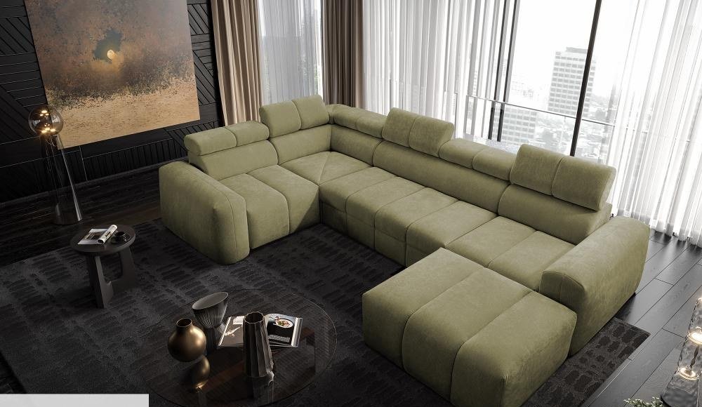Luna IV U-Shape Sofa Bed styled in a bright Irish living room, shown in a soft chenille fabric, shown in Primo 05