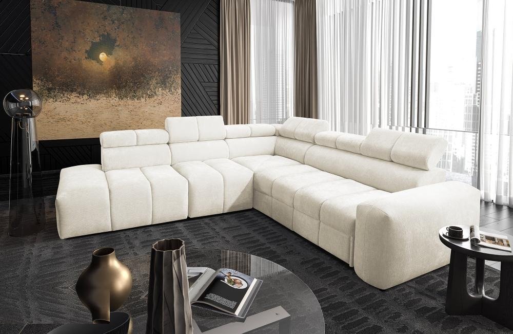 Luna IX Corner Sofa Bed shown in light grey fabric, 276cm wide, shown in Primo 05