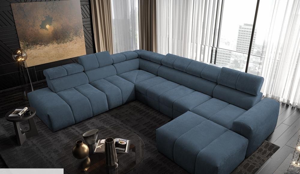 Luna X U-Shape Sofa Bed styled in a bright Irish living room, shown in a soft chenille fabric, shown in Primo 05