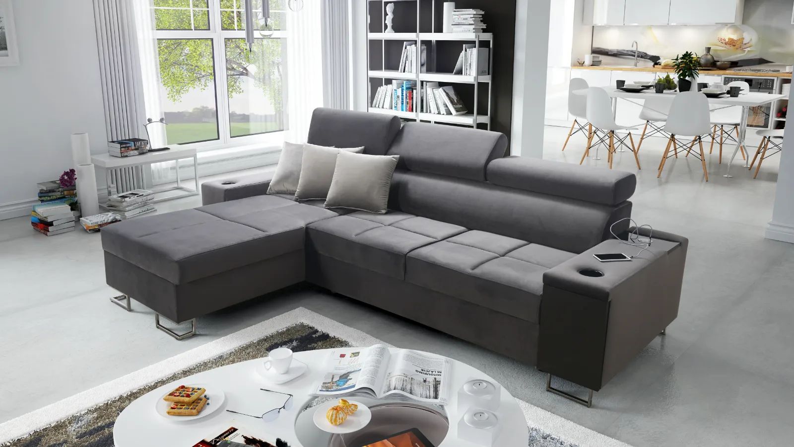 merlin small corner sofa bed, shown in Primo 05