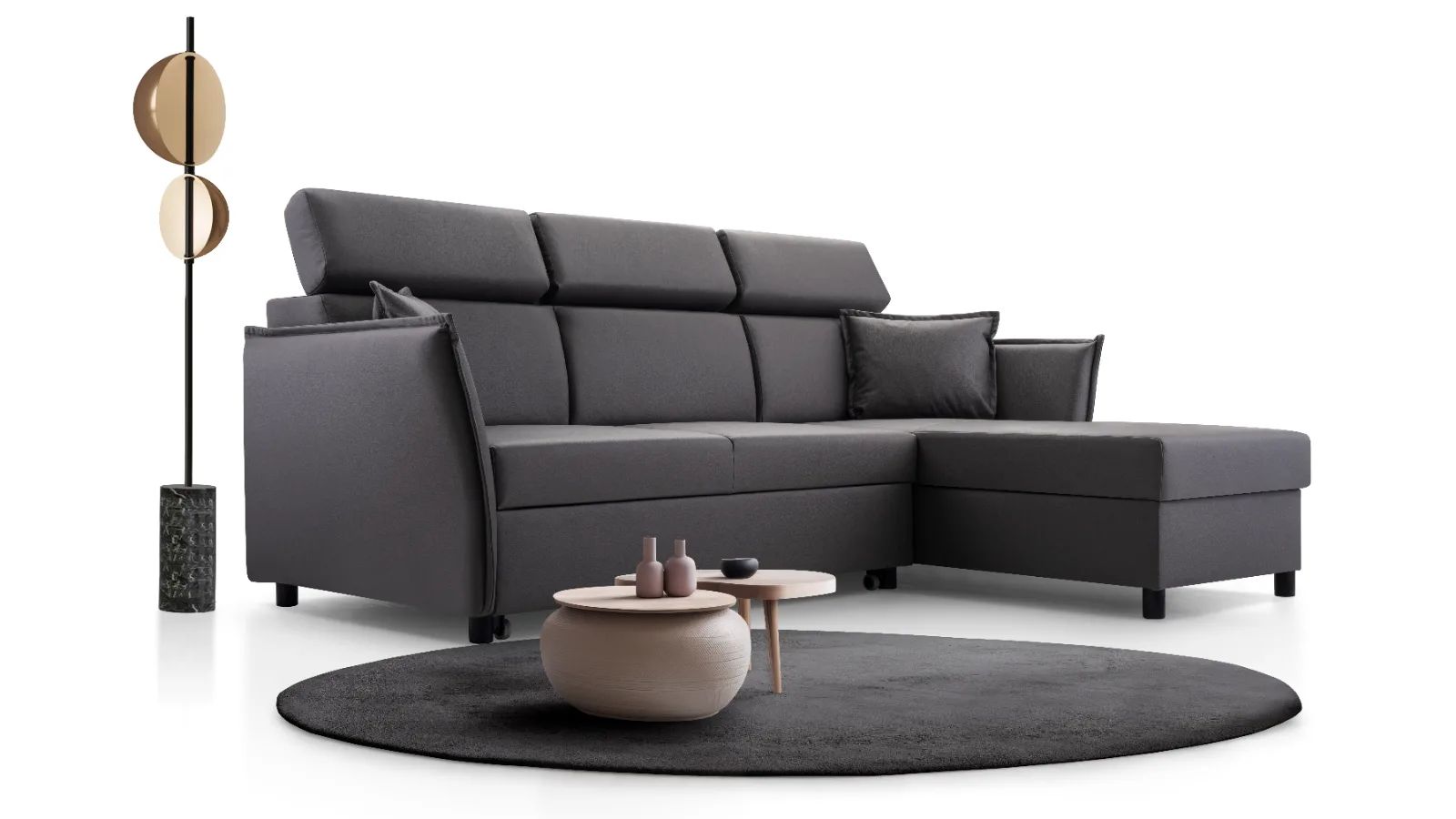 Moris Mini Corner Sofa Bed, in Nube 84, Lava Corners Ireland