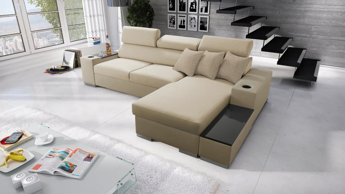 Paris I Small Corner Sofa Bed, in Primo 05, Lava Corners Ireland