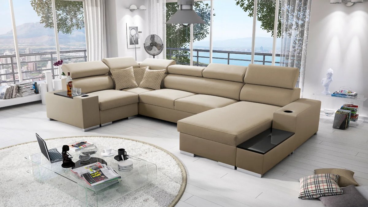 Paris IV U Shape Sofa Bed, in Primo 05, Lava Corners Ireland