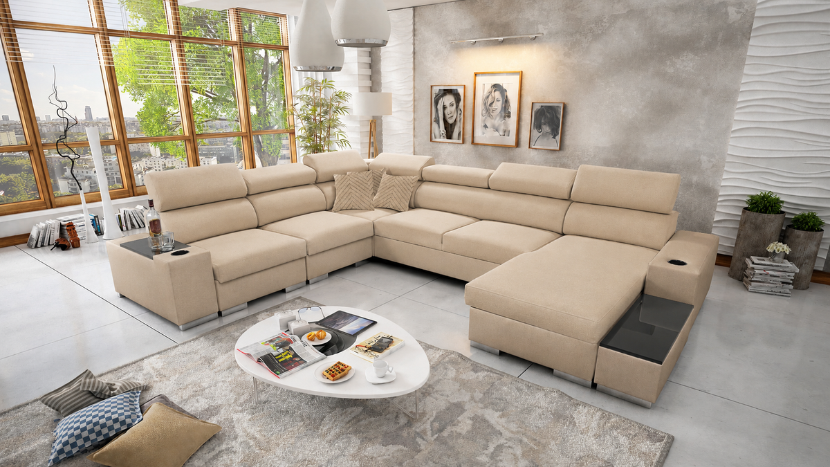 paris viii u shape sofa bed mono 231, shown in Mono 231