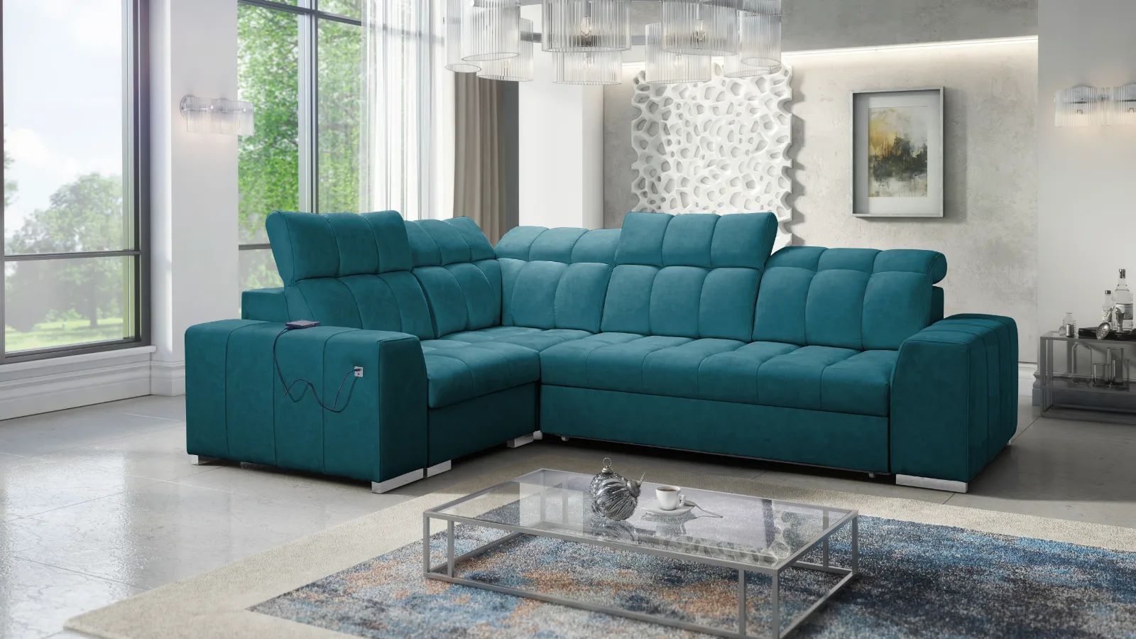 Polly II Quilted Corner Sofa Bed, Lava Corners Ireland