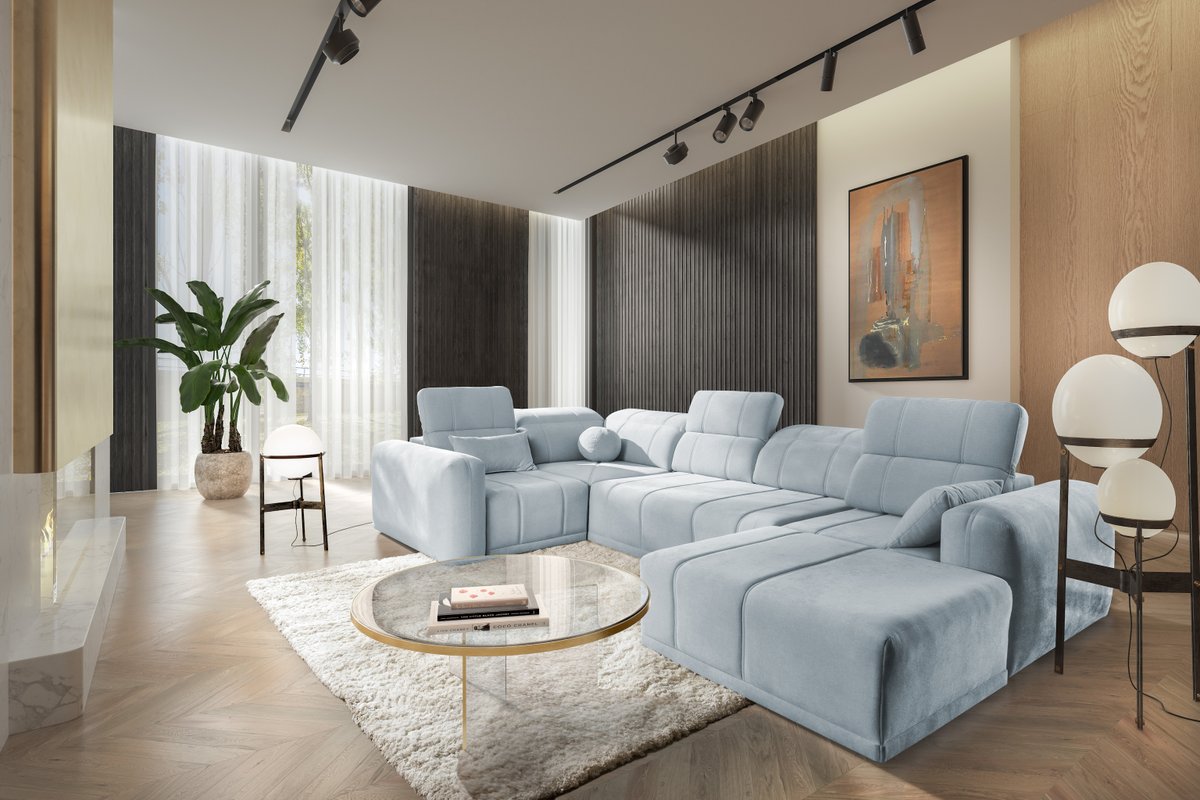 Robello IV U Shape Sofa BEd Ireland — Free Delivery — Lava Corners, shown in Wind 21